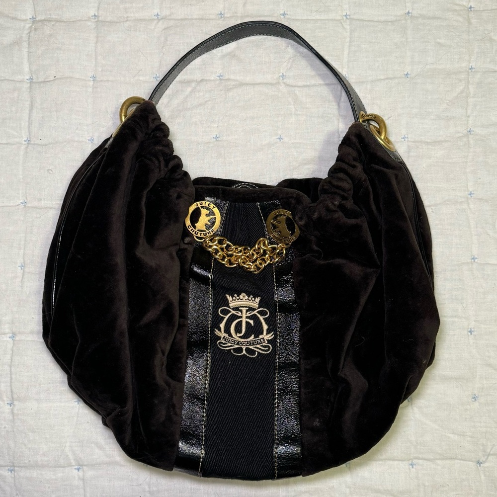 Vintage Y2K Velvet Espresso Juicy Couture Shoulder Bag